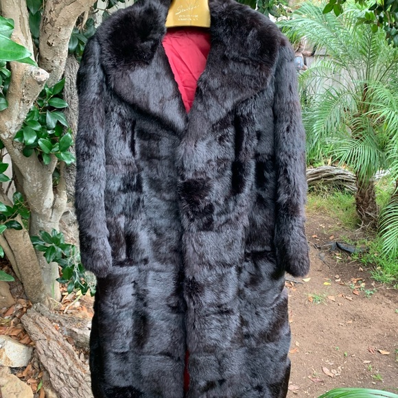 Jackets & Blazers - Plush Rabbit Full Length Fur Coat Sexy Red Lining